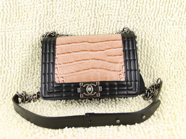7A Fashion Chanel A67064 Apricot Croco Leather Le Boy Flap Shoulder Bag Online